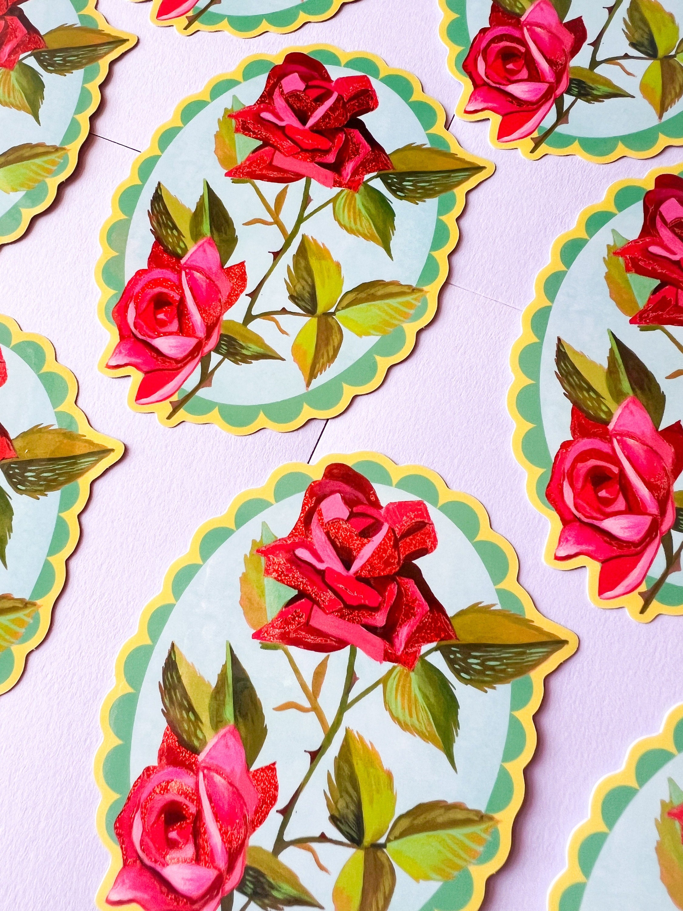 Rose Glitter Sticker