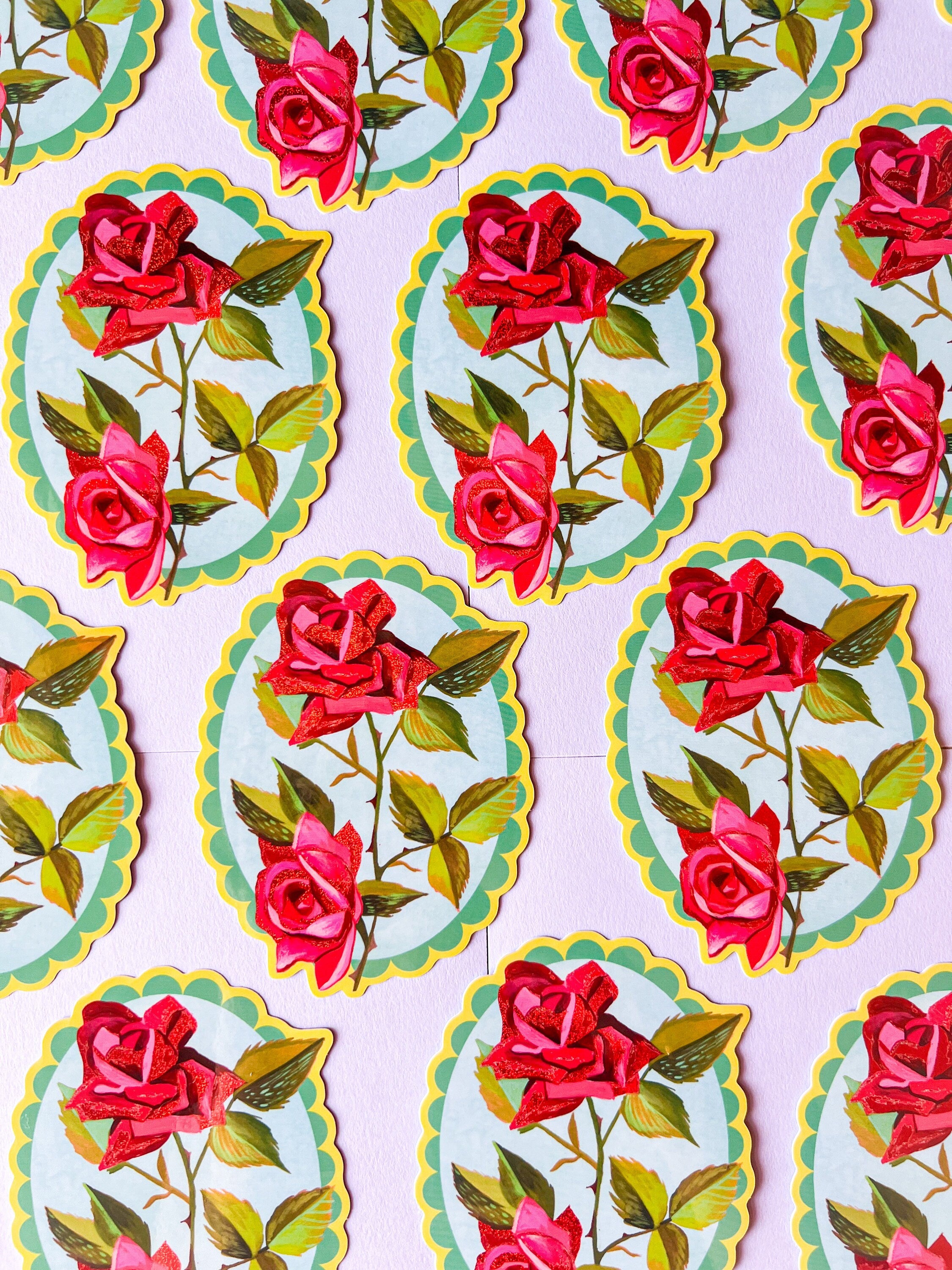 Rose Glitter Sticker