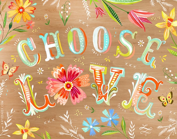 Woodgrain Choose Love Art Print