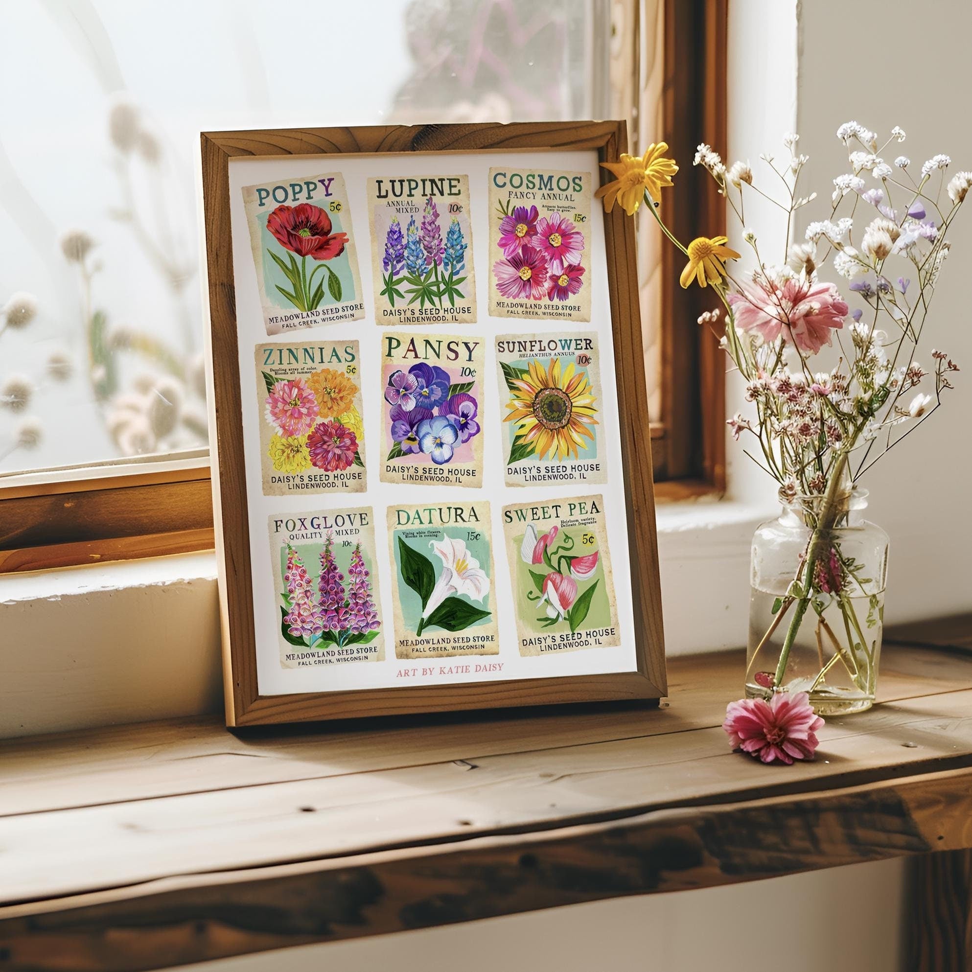 Vintage Seed Packets Art Print
