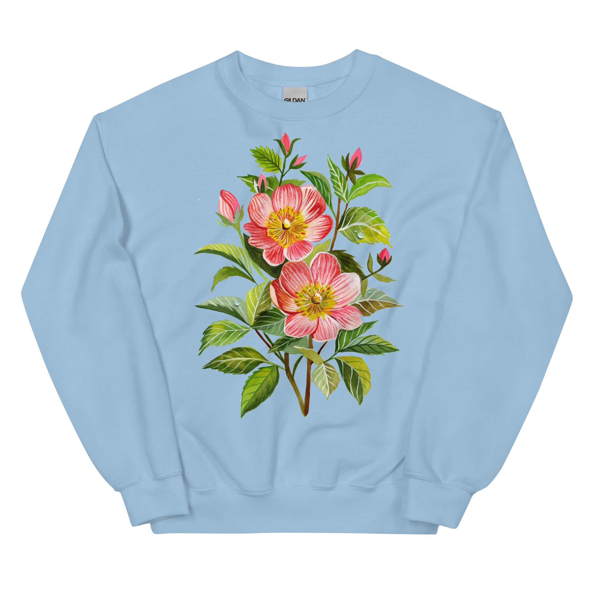 Lovely Rose Unisex Sweatshirt Light Blue