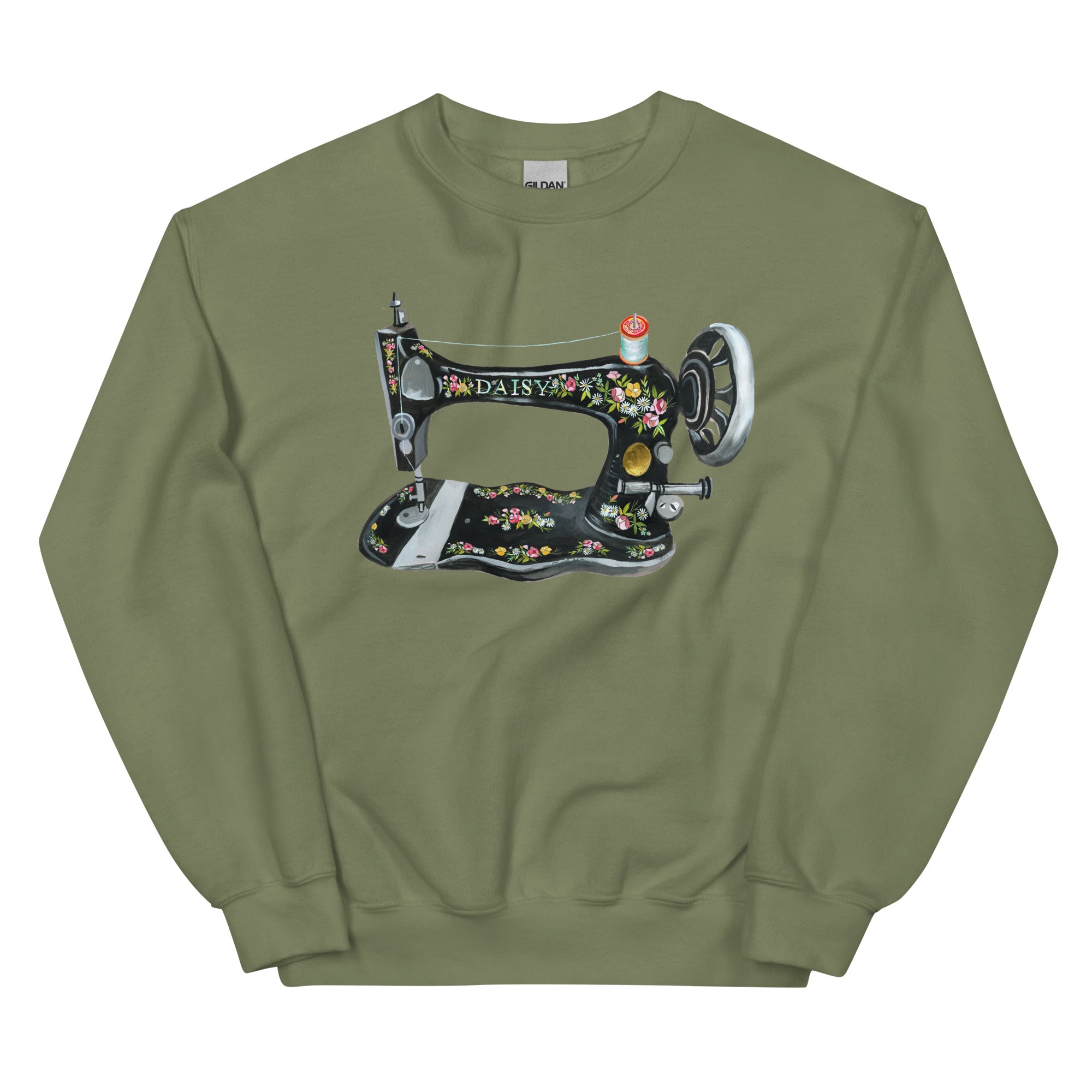 Sewing Machine Unisex Sweatshirt Military Green