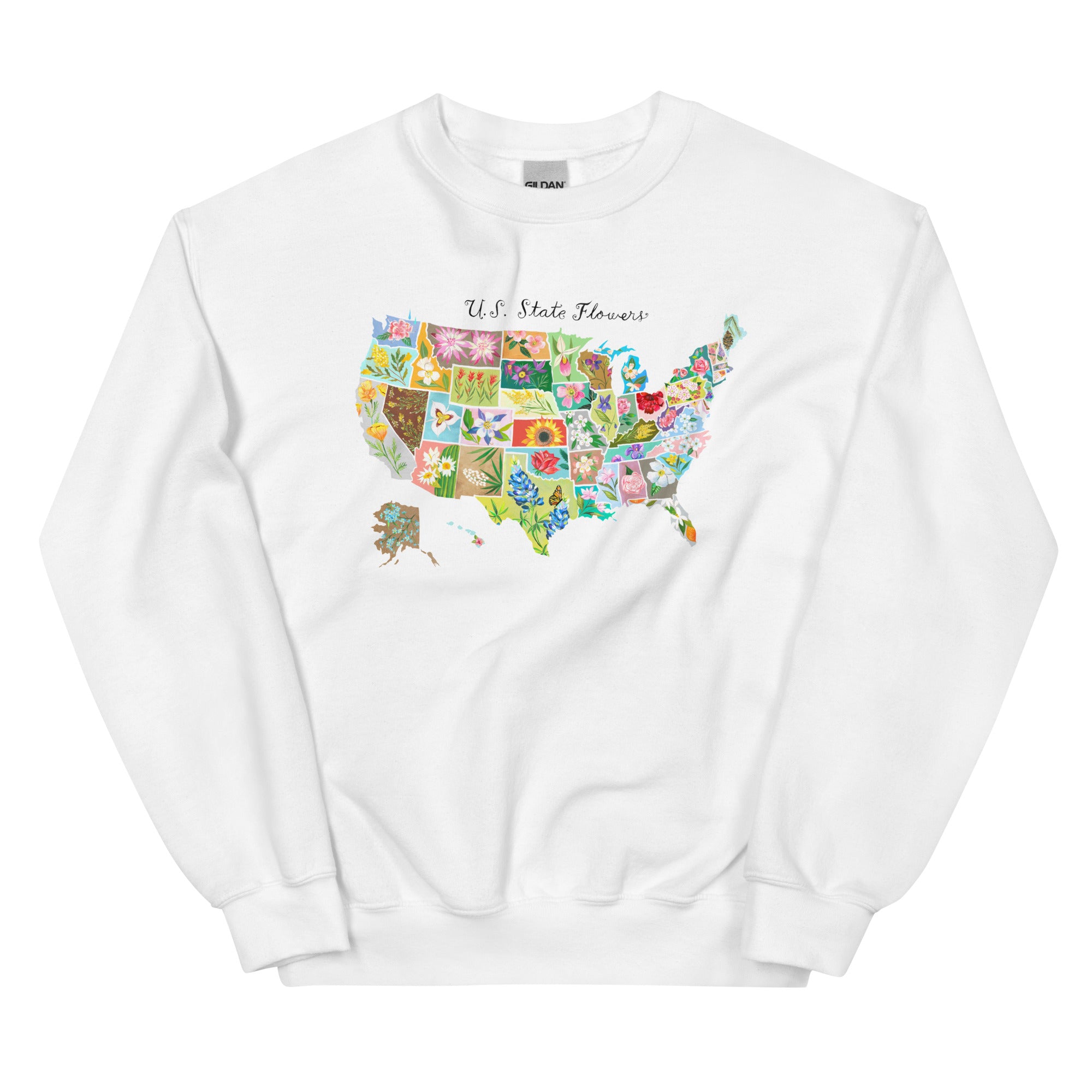 State Flowers Unisex Sweatshirt White