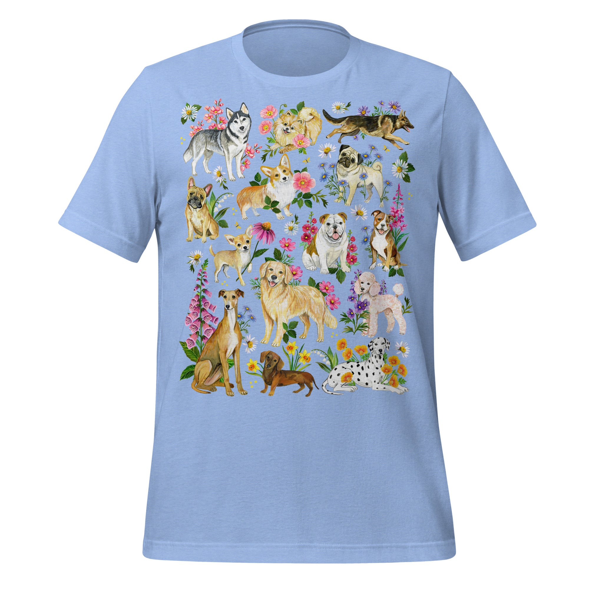 Dogs of The Meadow Unisex t-shirt Heather Carolina Blue
