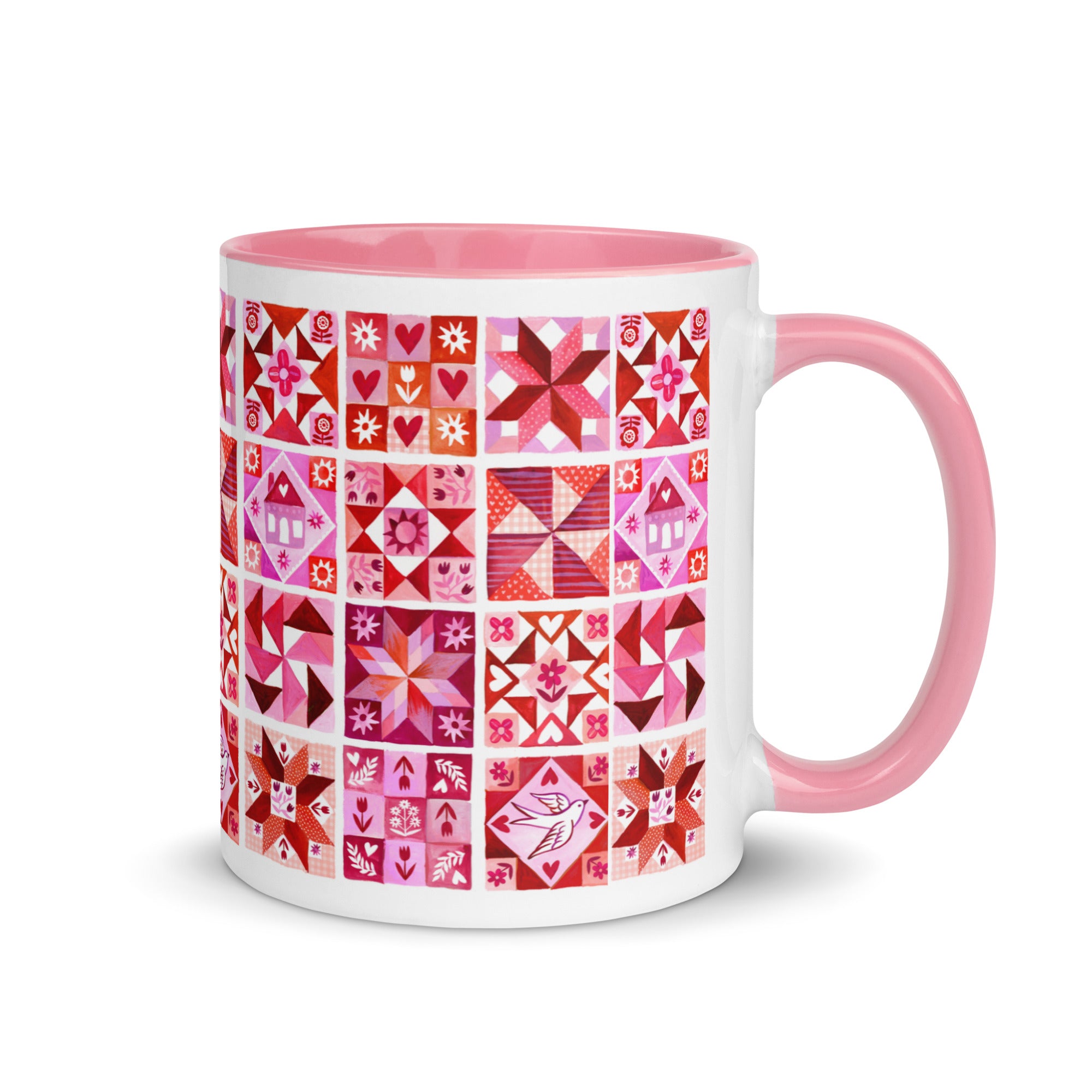 Stiched With Love Mug Pink