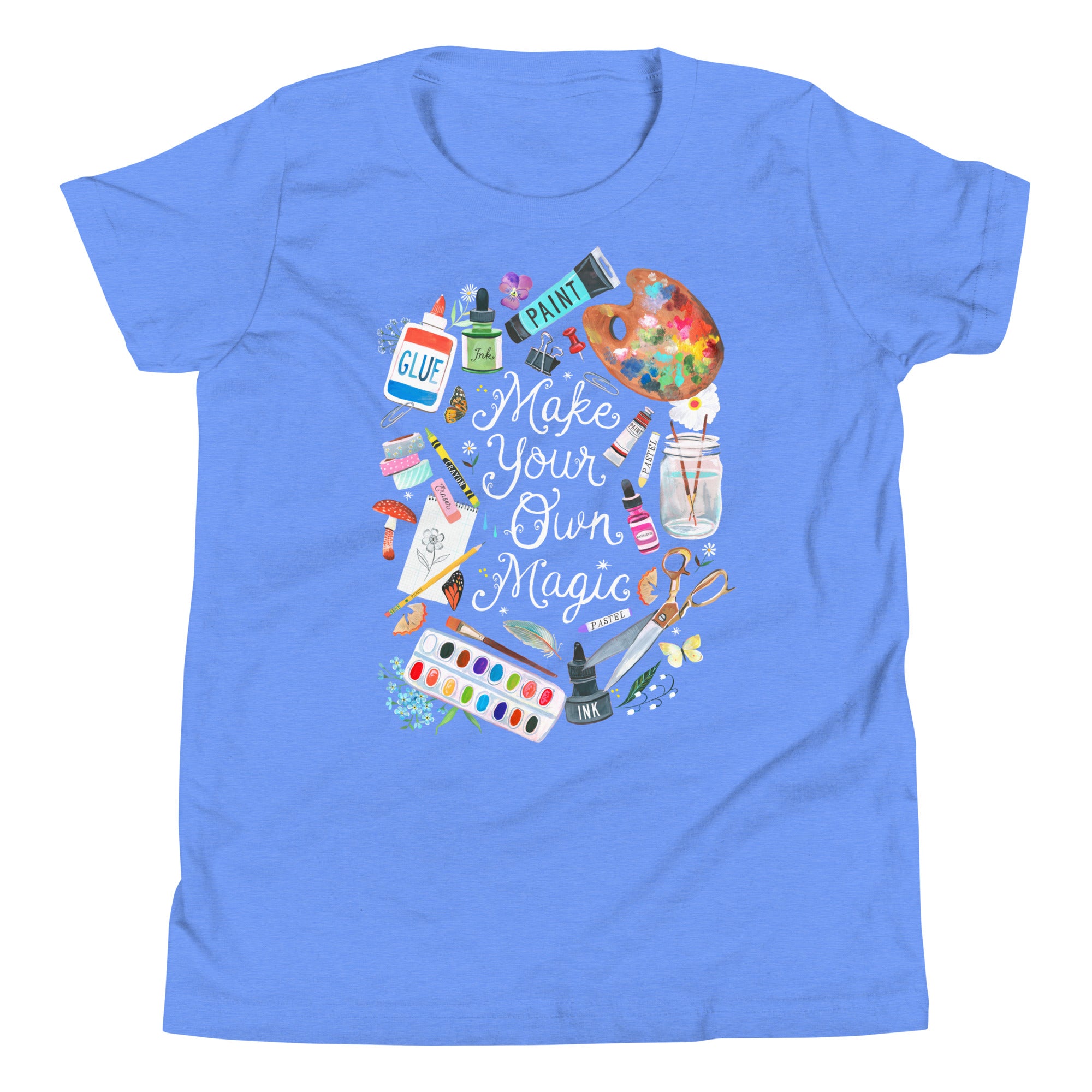 Make Your Own Magic Youth T-Shirt Heather Columbia Blue