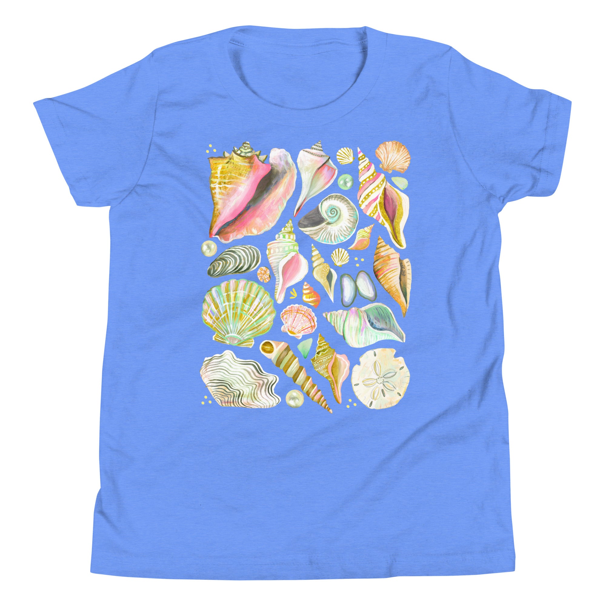 Seashell Youth T-Shirt Heather Columbia Blue