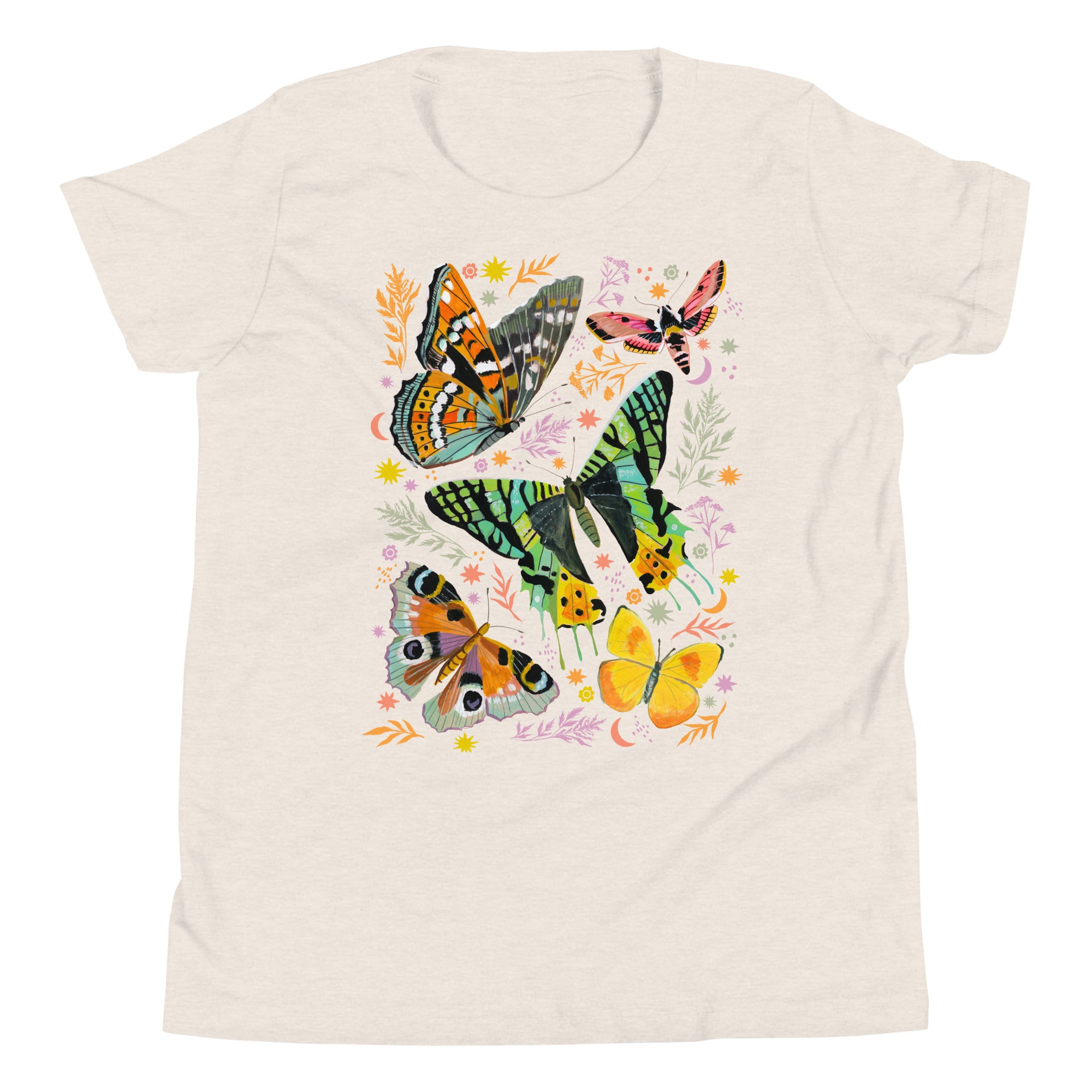 Fly Away Butterfly Youth T-Shirt Heather Dust