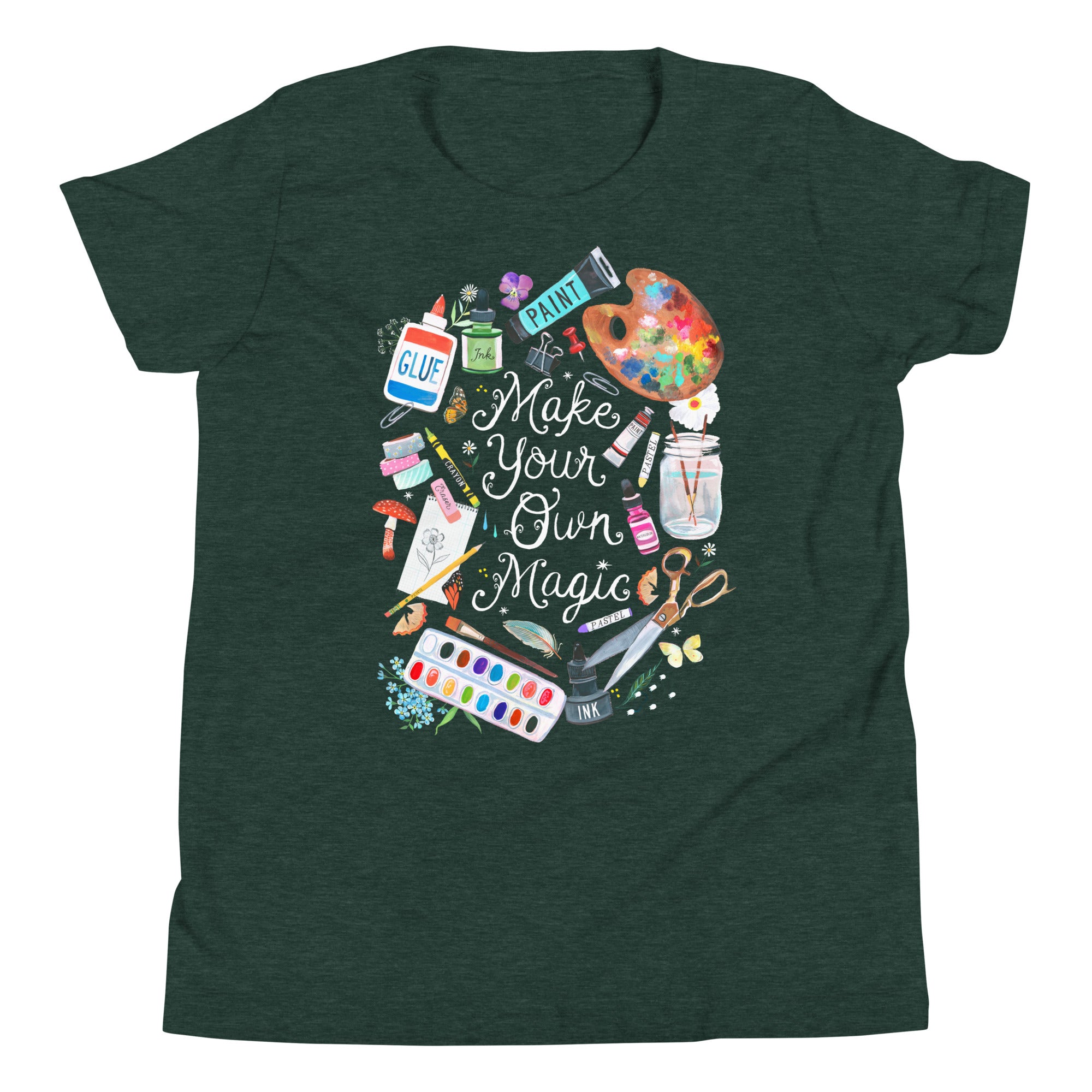 Make Your Own Magic Youth T-Shirt Heather Forest