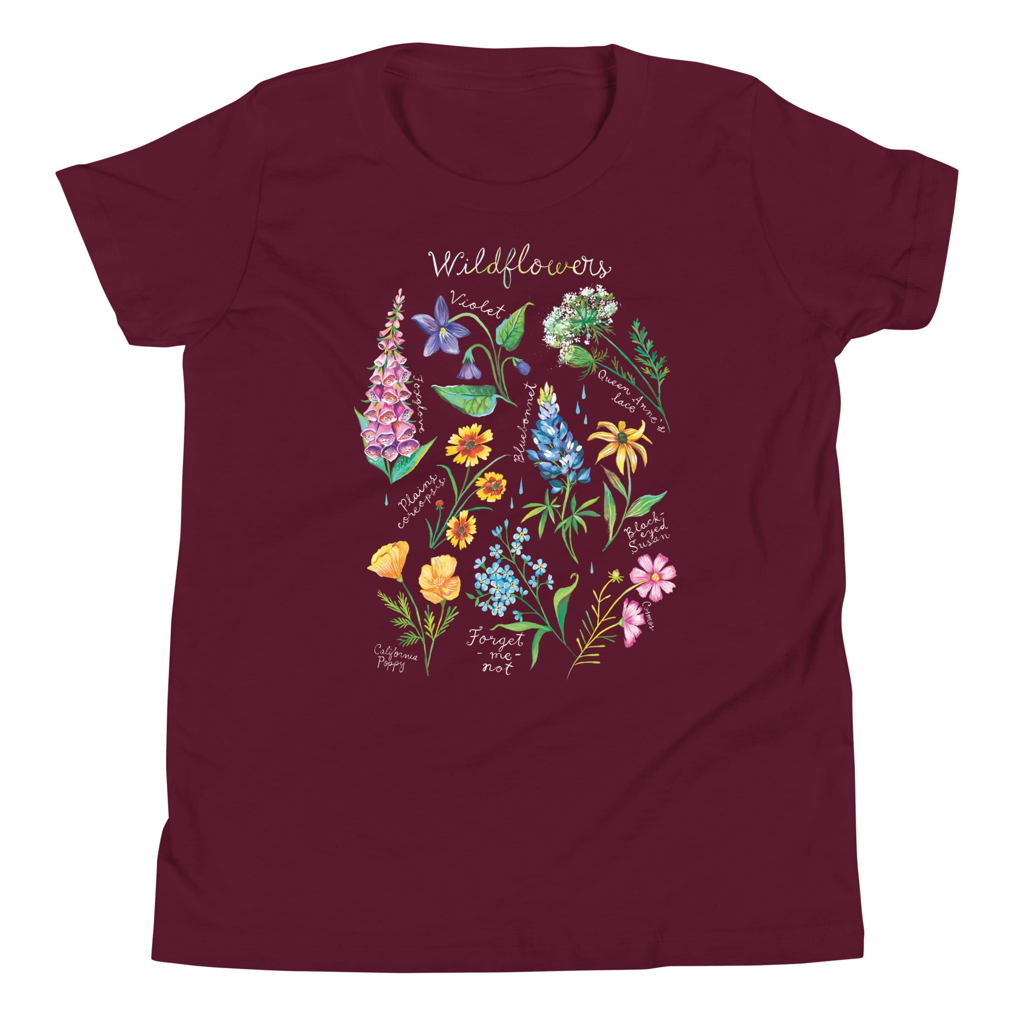 Wildflowers Youth T-Shirt Maroon
