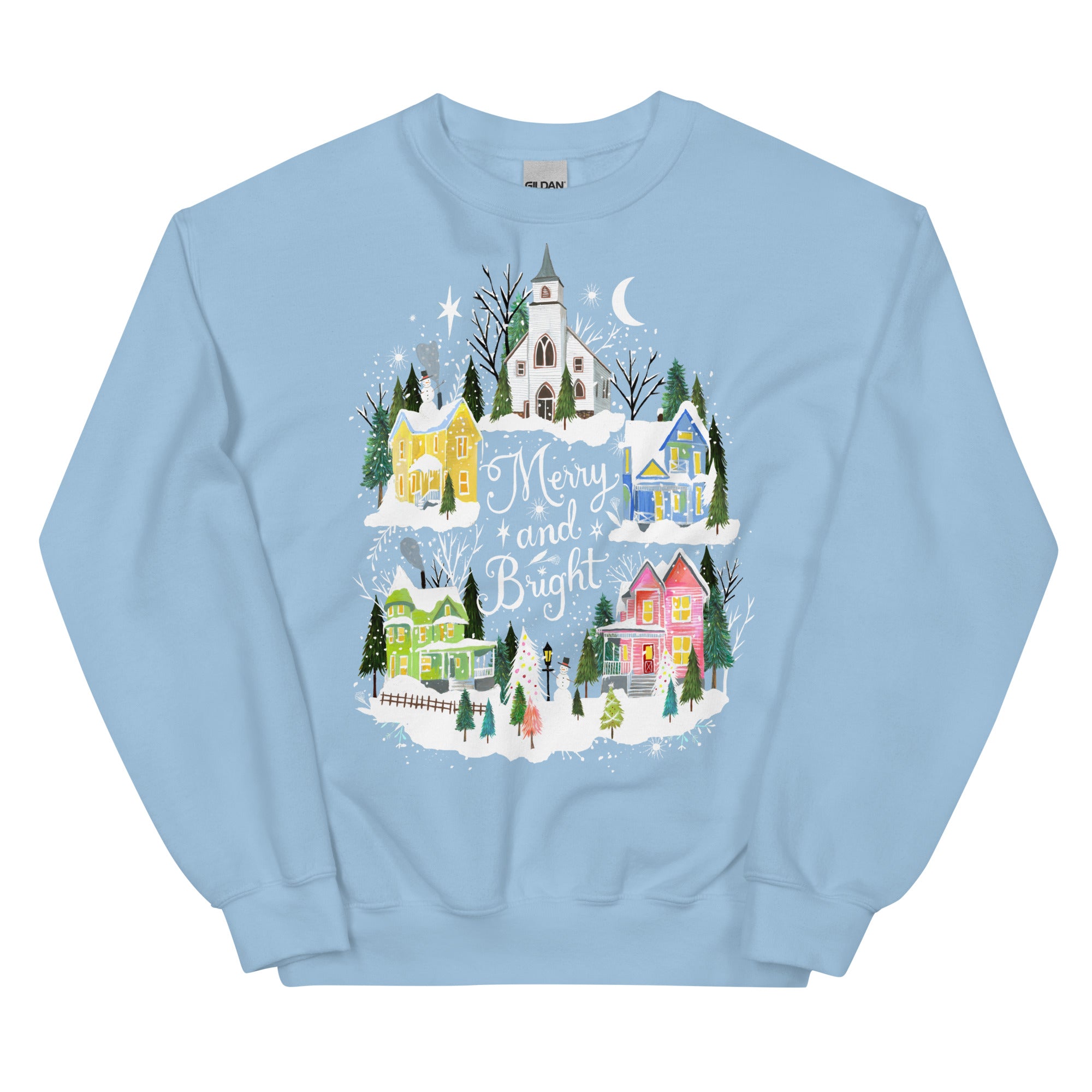 Merry and Bright Sweatshirt Light Blue