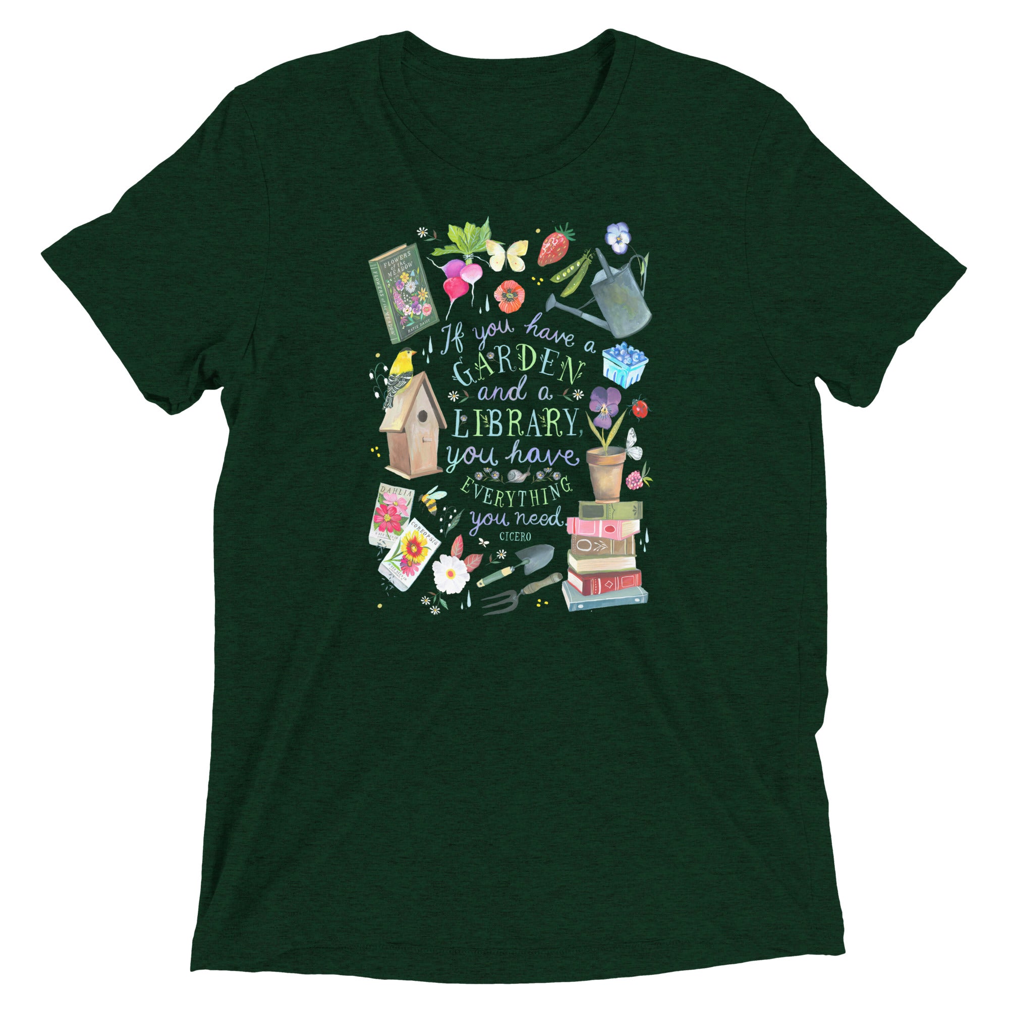 Garden and a Library T-Shirt Emerald Triblend
