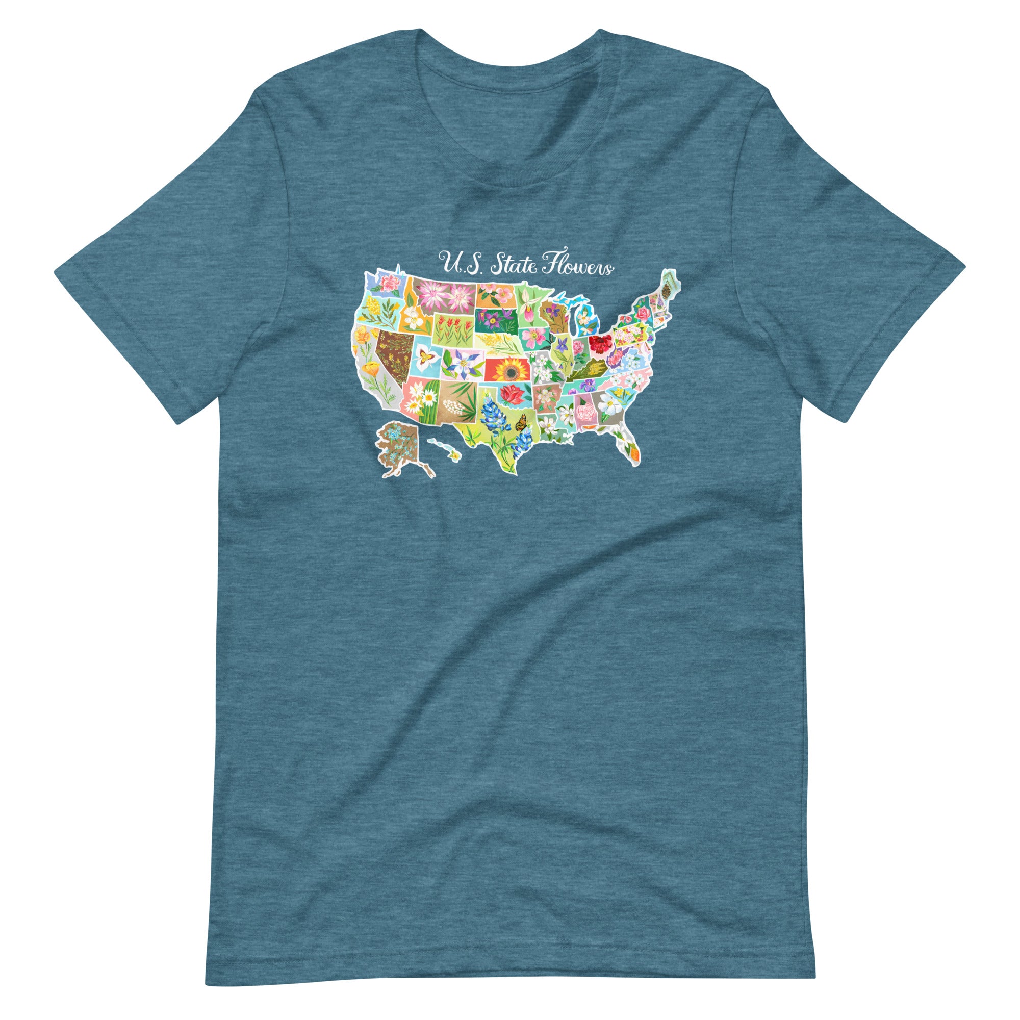 State Flowers T-Shirt Heather Deep Teal