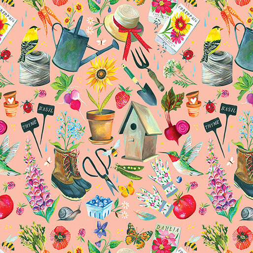 Katie's Garden Lt Peach Jam Fabric