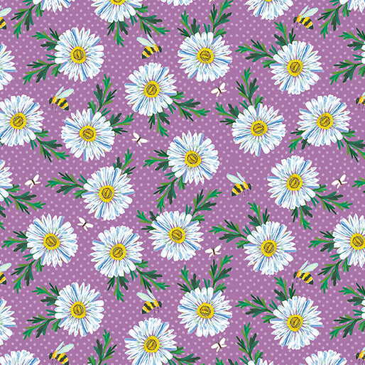 Daisy Scatter Purple Fabric
