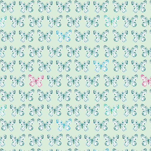 Prairie Flutter Pale Teal Fabric