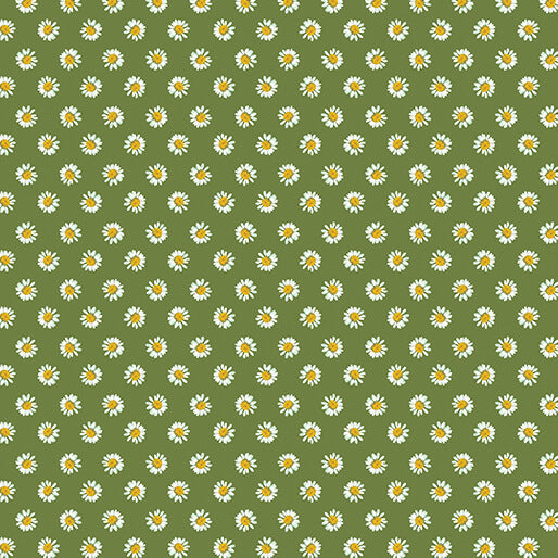 Dainty Daisy Dark Fern Fabric