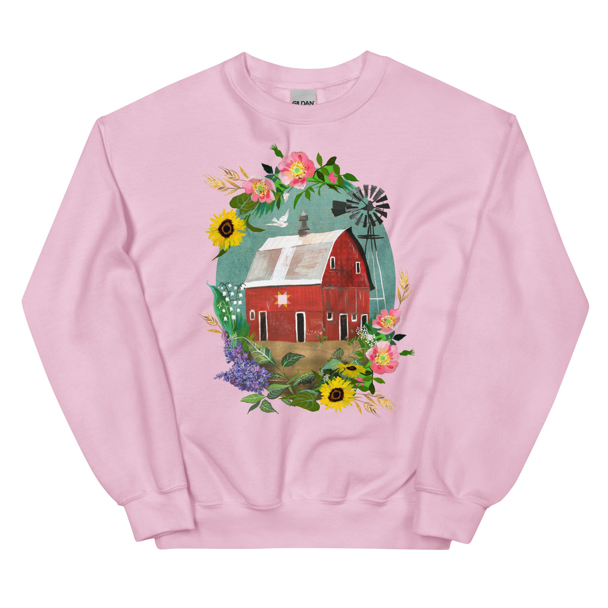 Red Barn Sweatshirt Light Pink