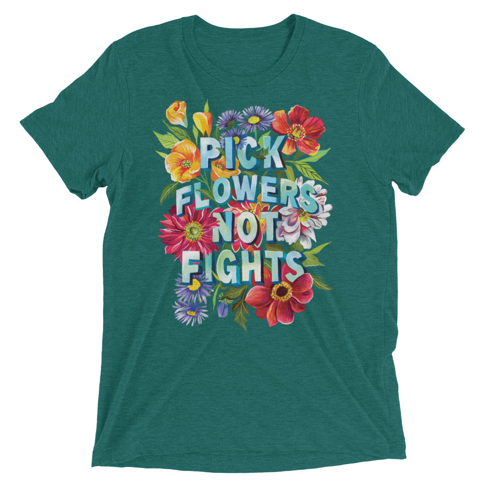 Pick Flowers Tri-Blend T-Shirt Teal Triblend