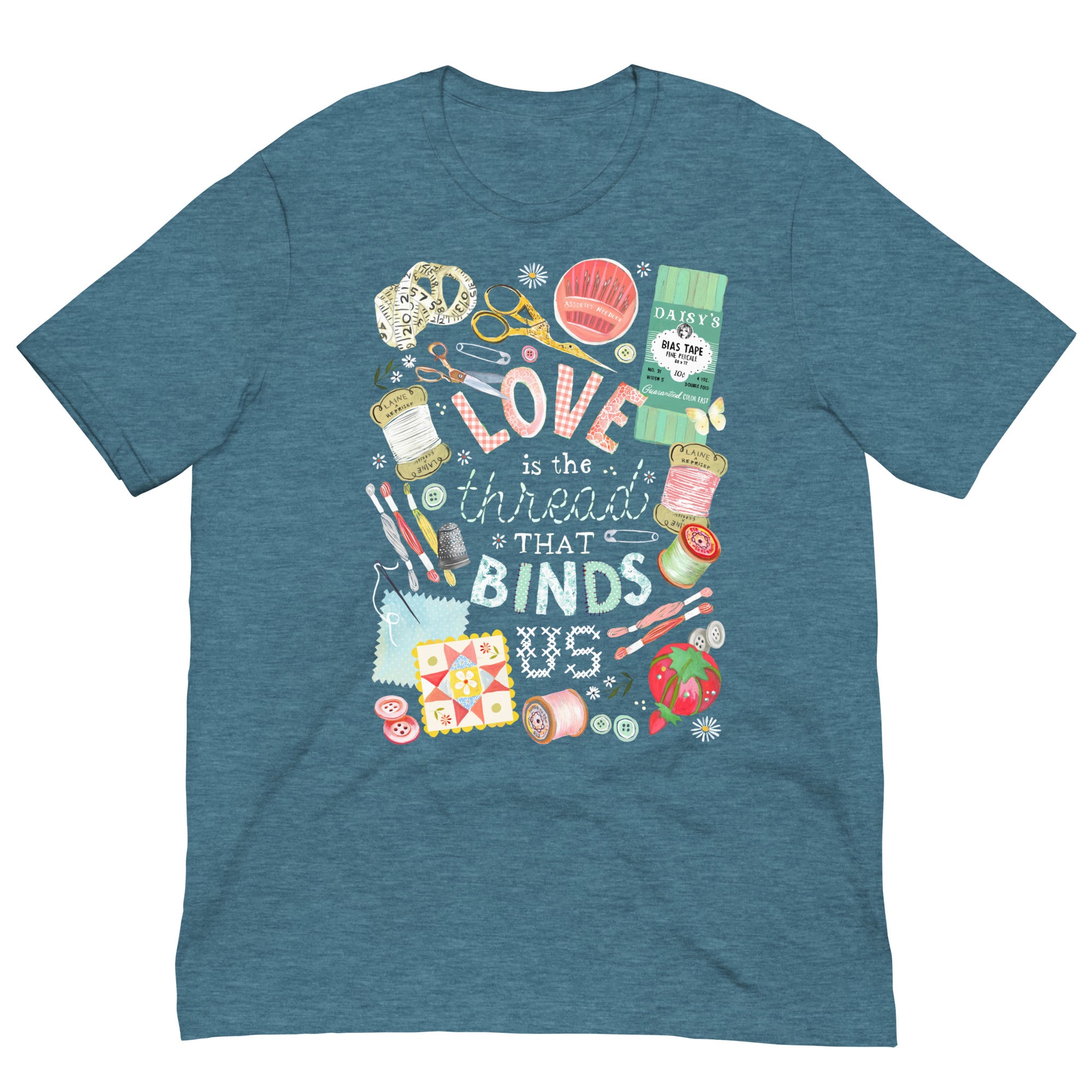Love is The Thread T-Shirt Heather Deep Teal
