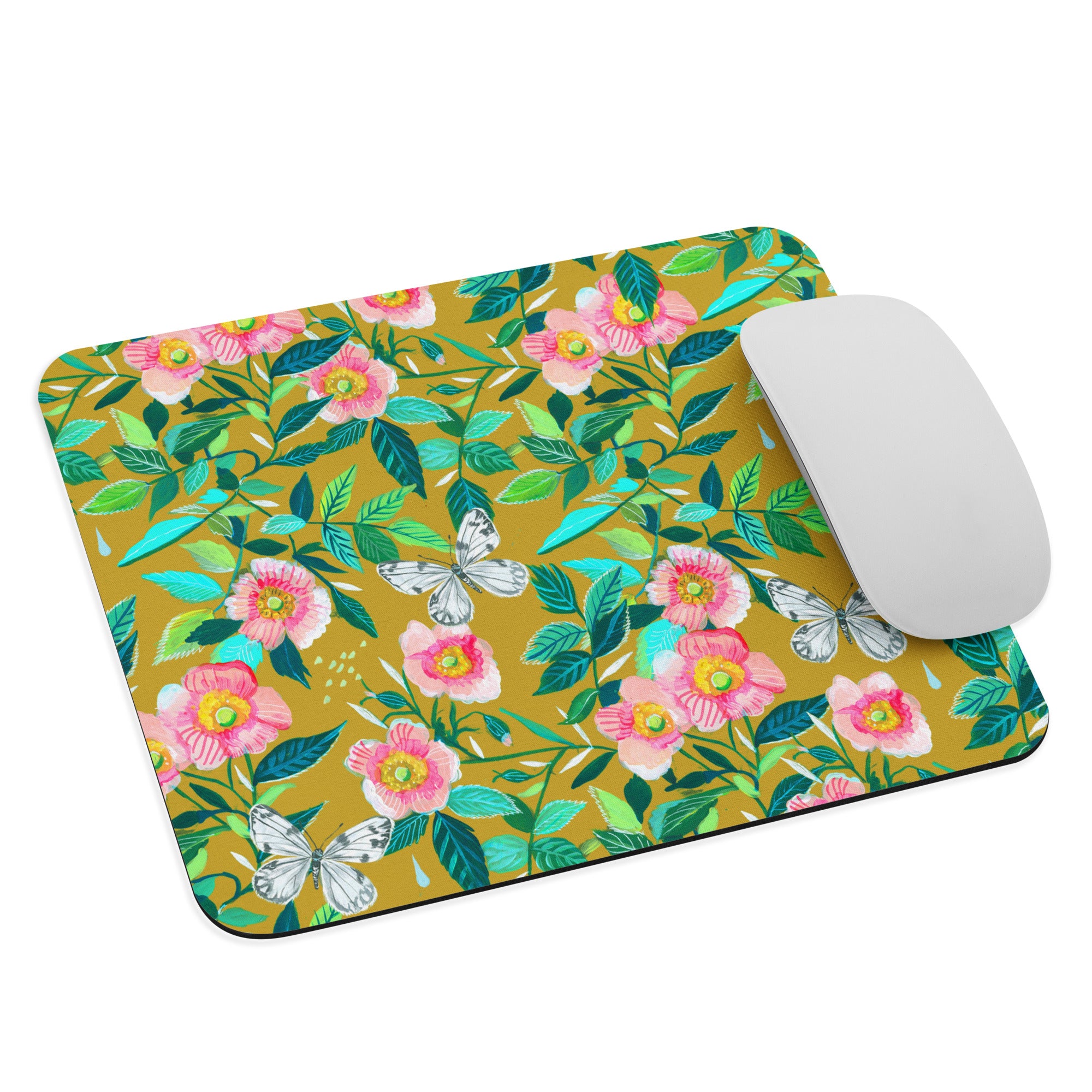 Mustard Florals Mouse Pad Default Title
