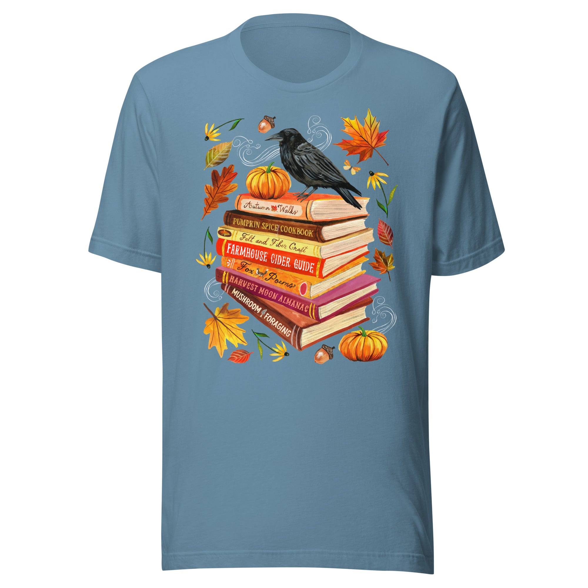 Autumn Library T-Shirt Steel Blue