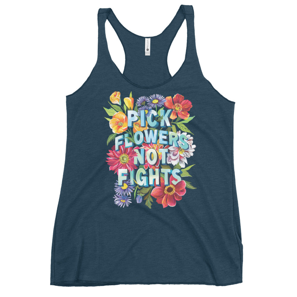 Pick Flowers Racerback Tank Top Indigo S