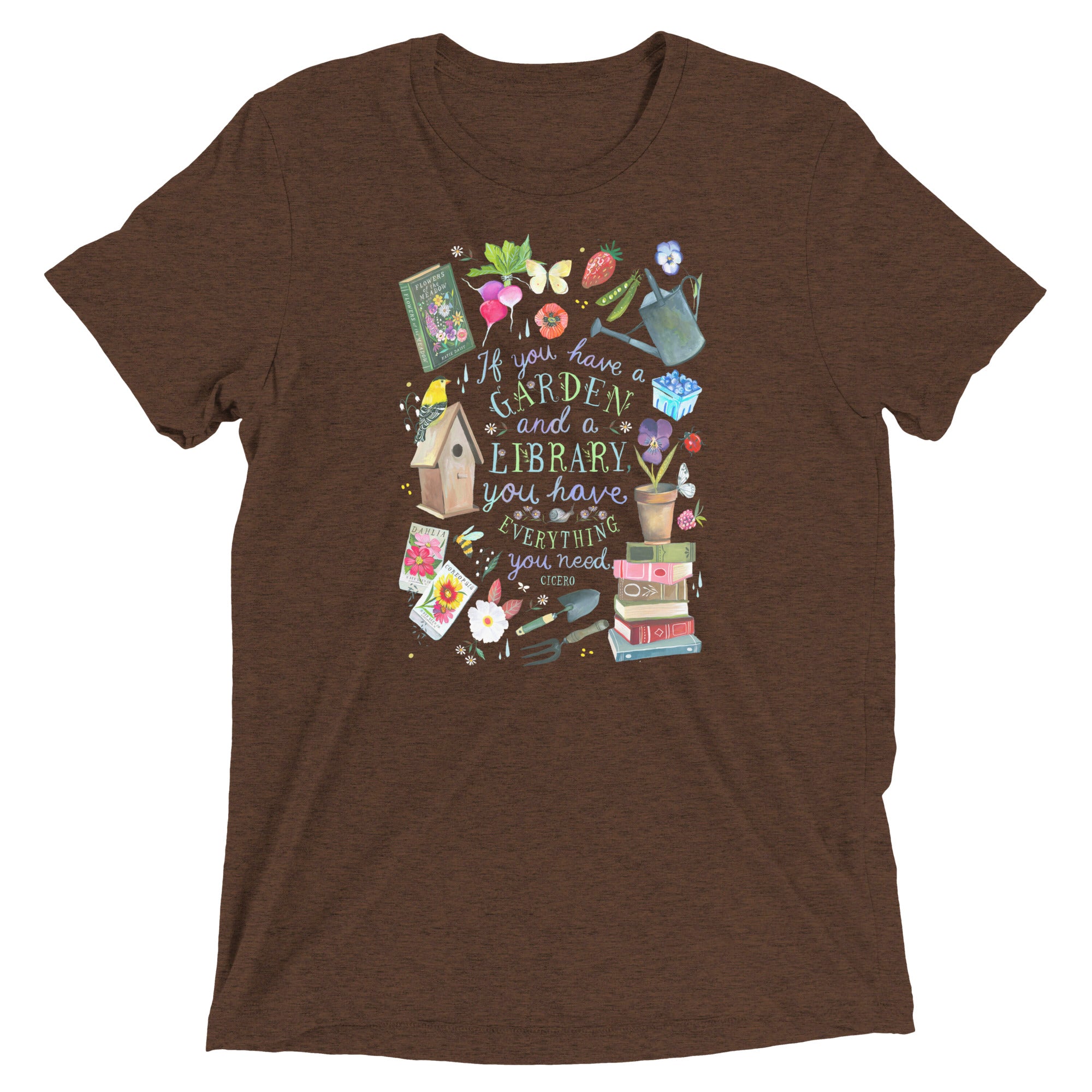Garden and a Library T-Shirt Brown Triblend
