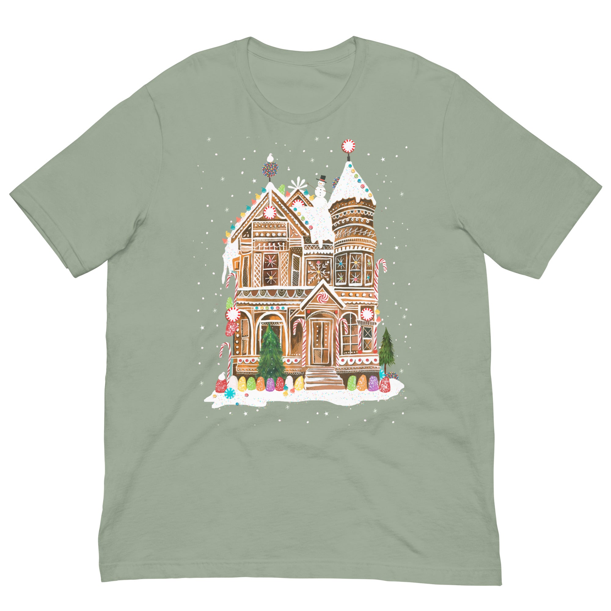 Gingerbread House T-Shirt Sage