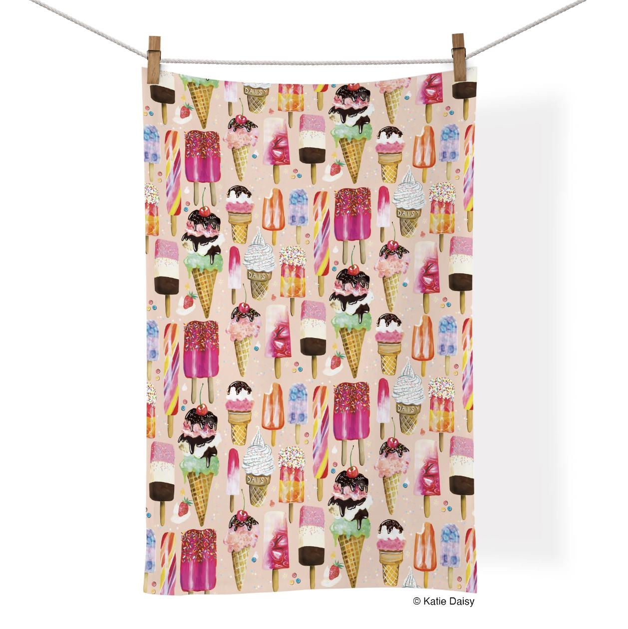 Ice Cream & Pops Tea Towel