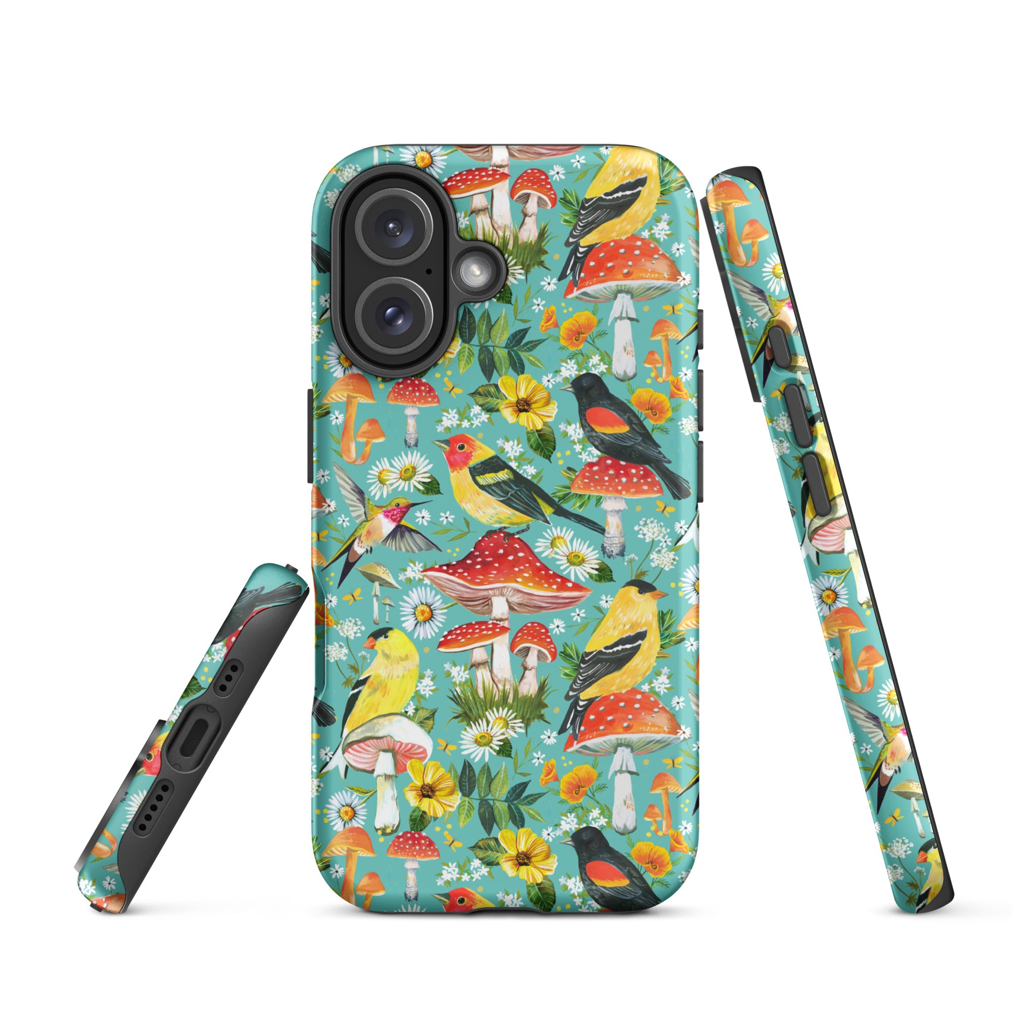 Birds and Mushrooms Tough Case for iPhone® iPhone 16