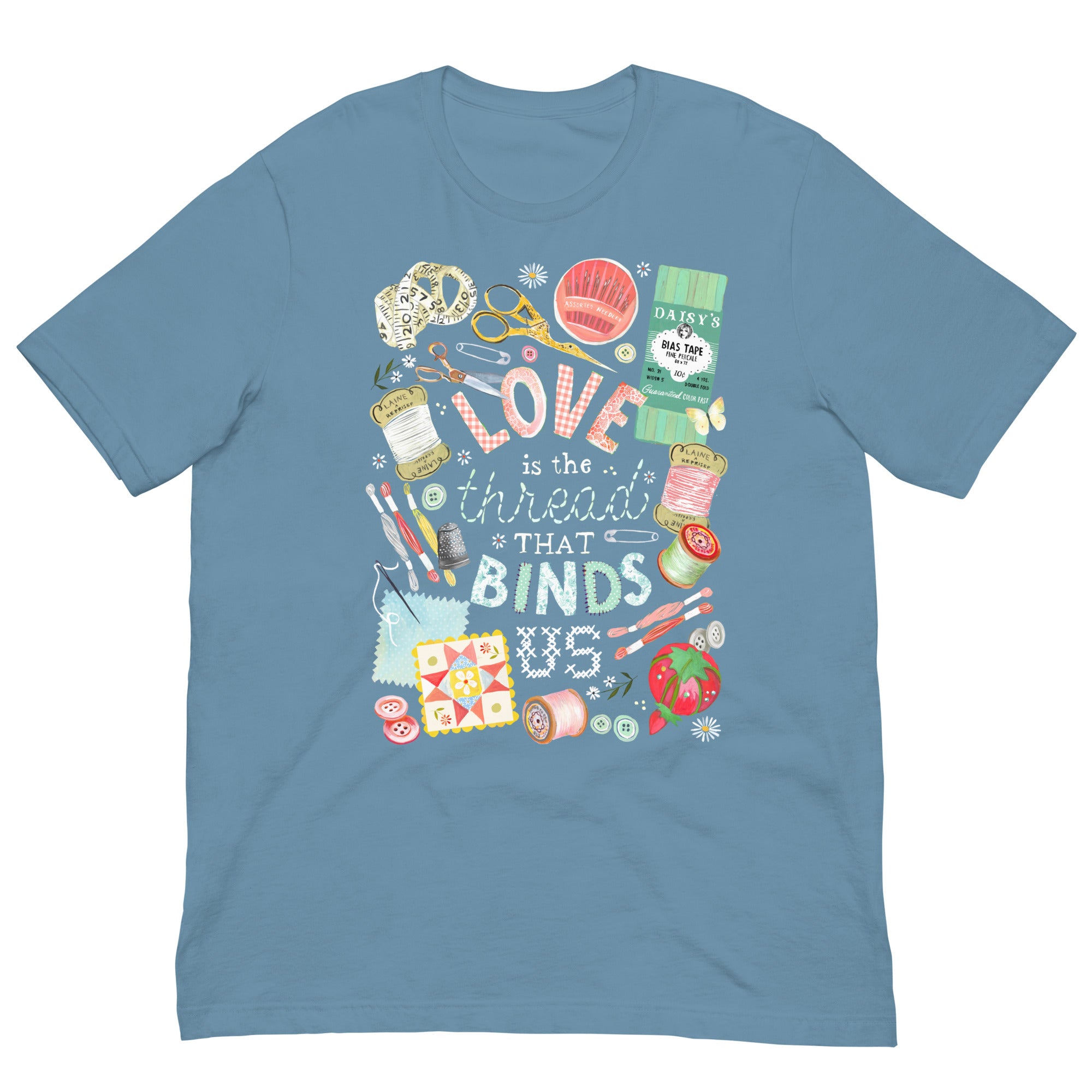 Love is The Thread T-Shirt Steel Blue