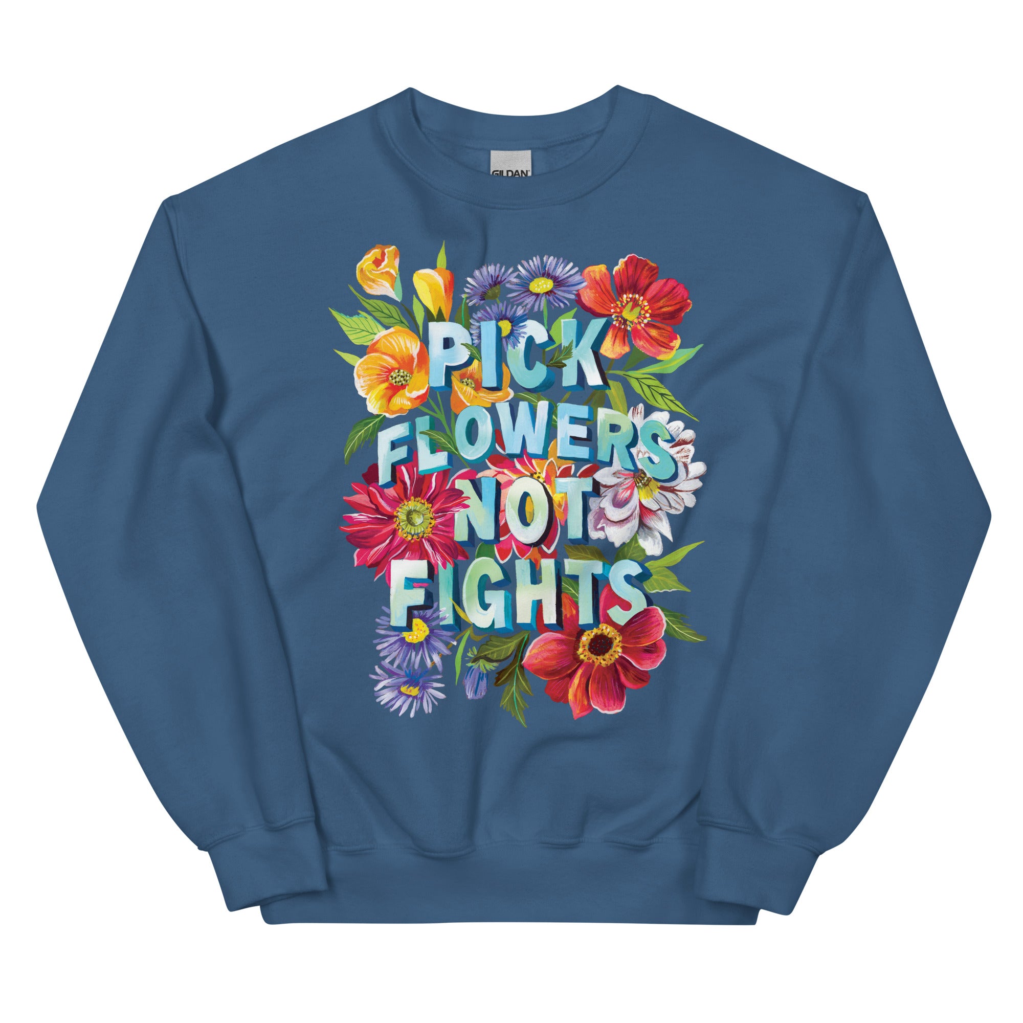 Pick Flowers Sweatshirt Indigo Blue