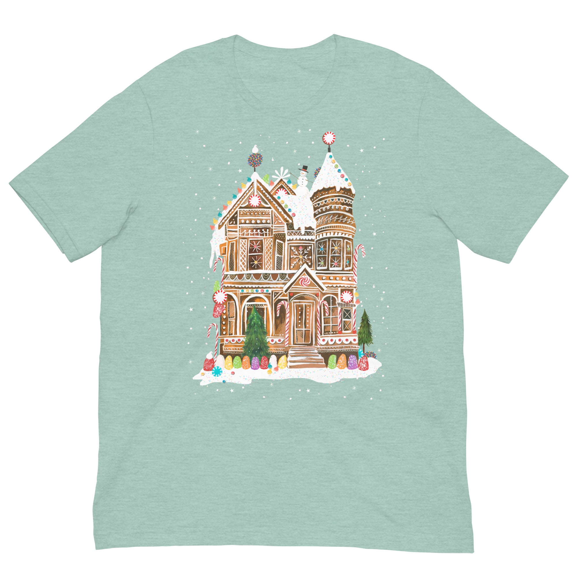 Gingerbread House T-Shirt Heather Prism Dusty Blue