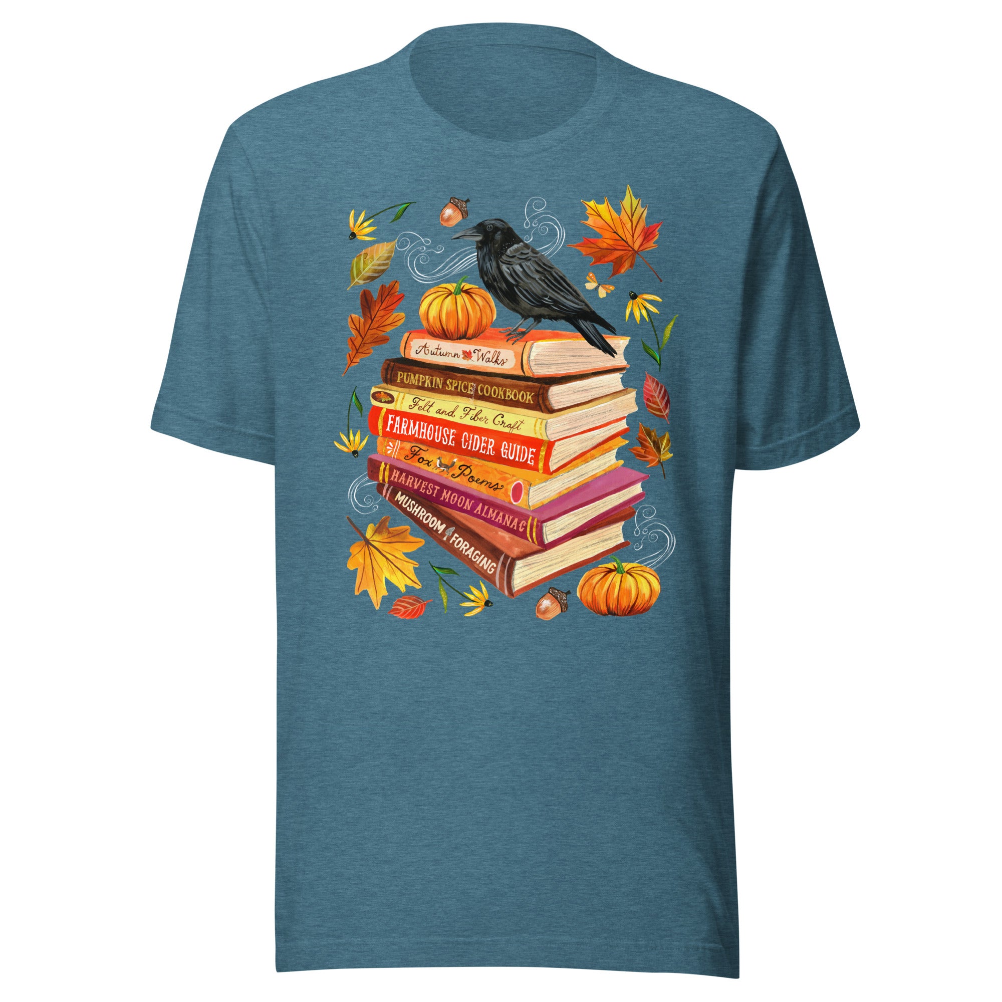 Autumn Library T-Shirt Heather Deep Teal