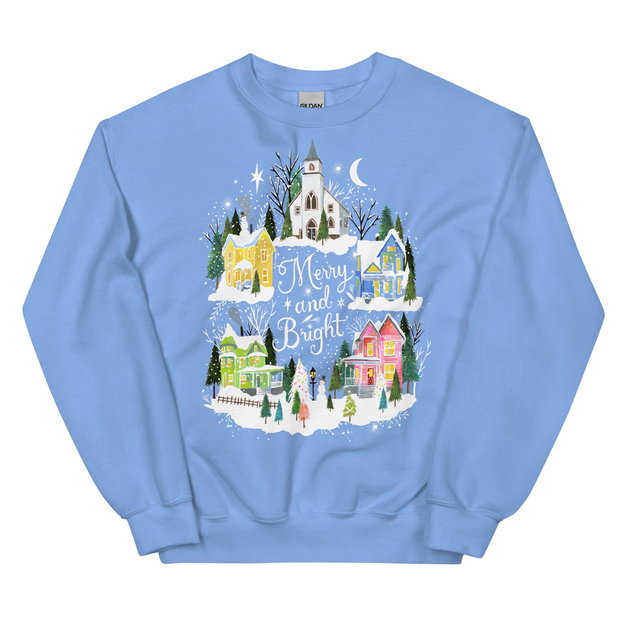 Merry and Bright Sweatshirt Carolina Blue