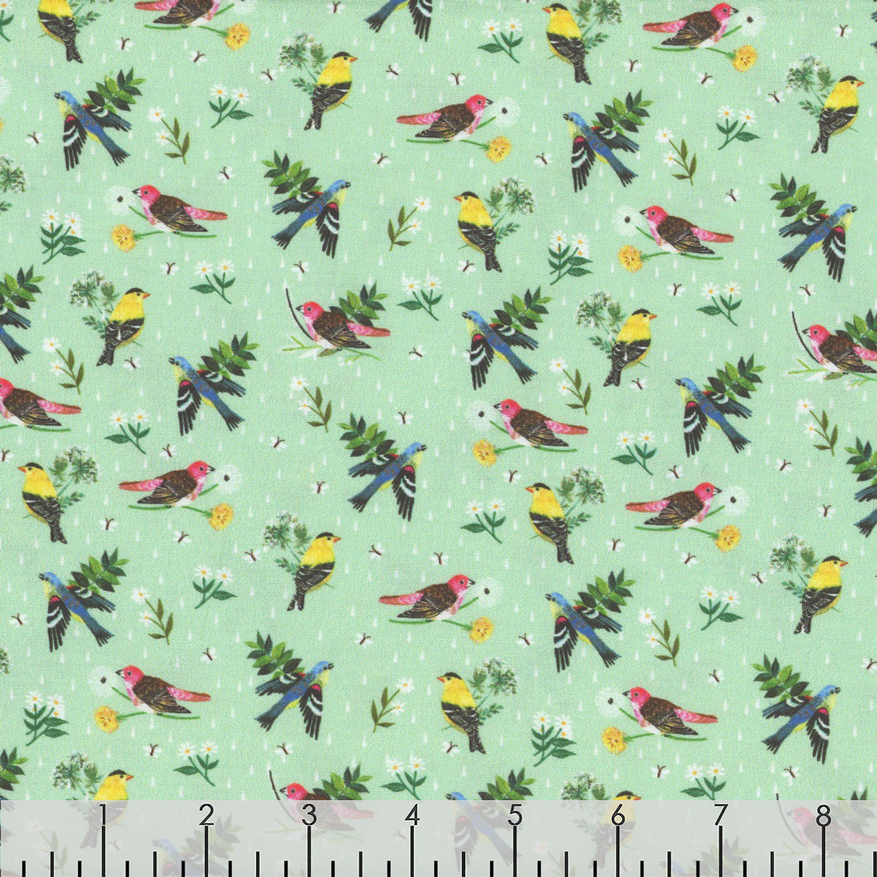 Morning Birdsong Light Teal Fabric