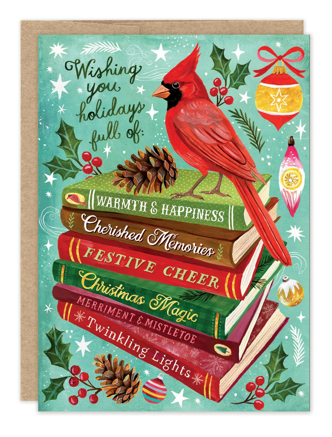 Holiday Wishes Book Stack Holiday Card