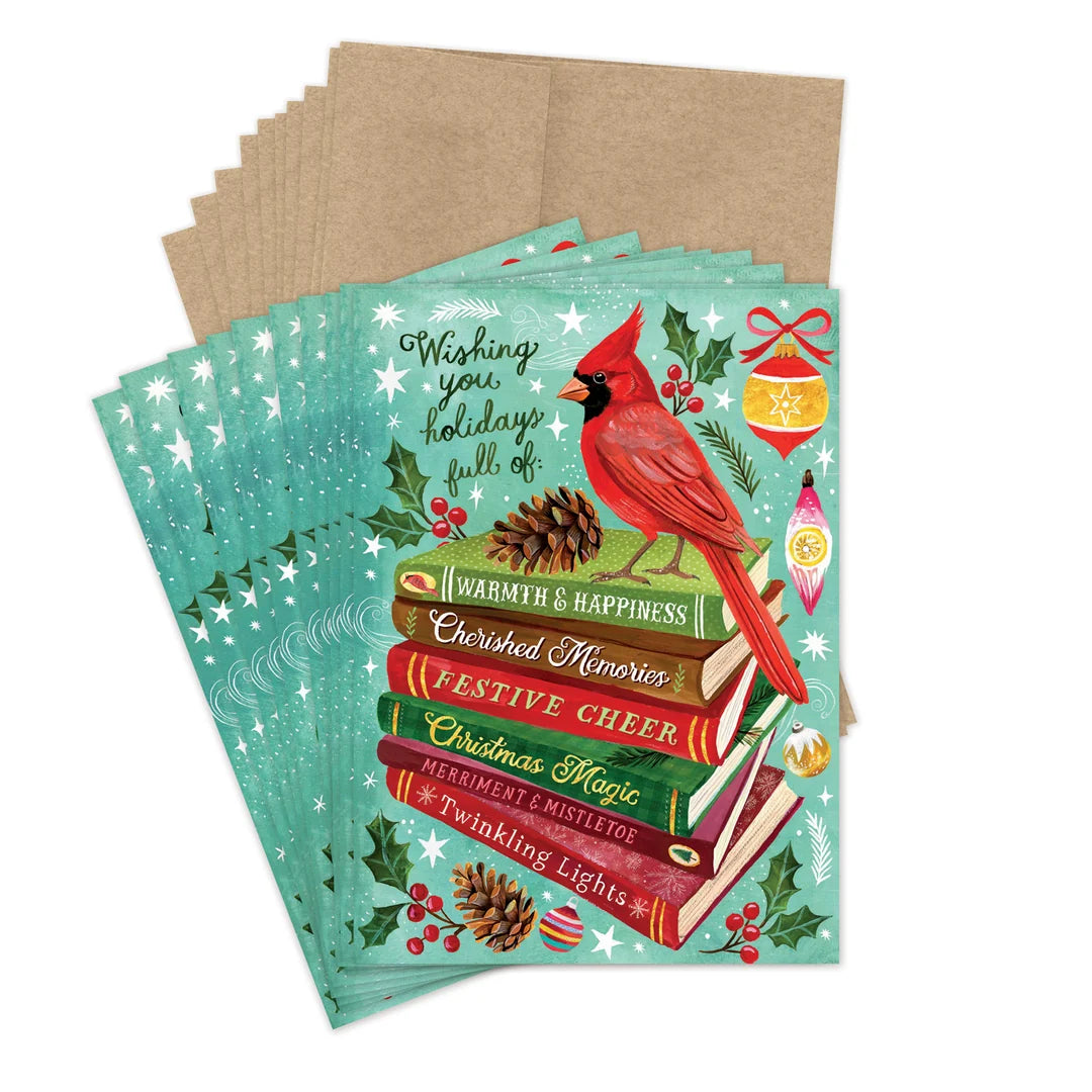 Holiday Wishes Book Stack Holiday Card Set