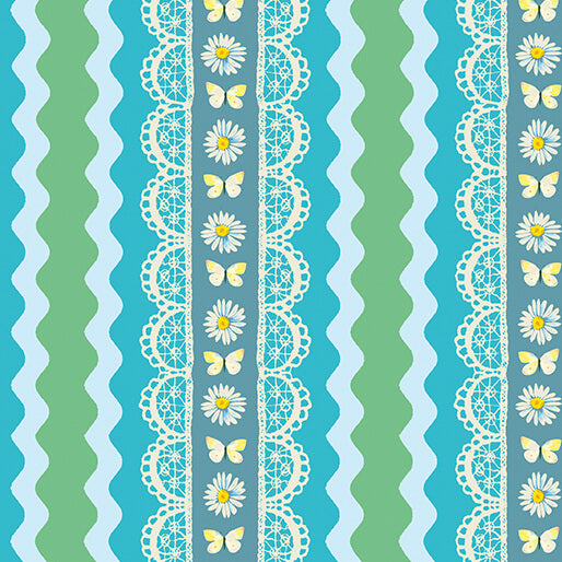 Rick Rack Stripe Teal/Multi