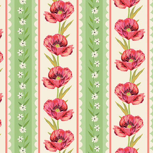 Poppy Daisy Stripe Green/Natural