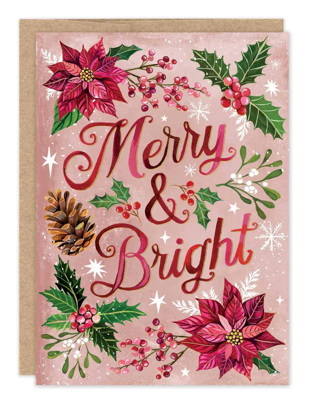 Poinsettia Merry & Bright Holiday Card Set