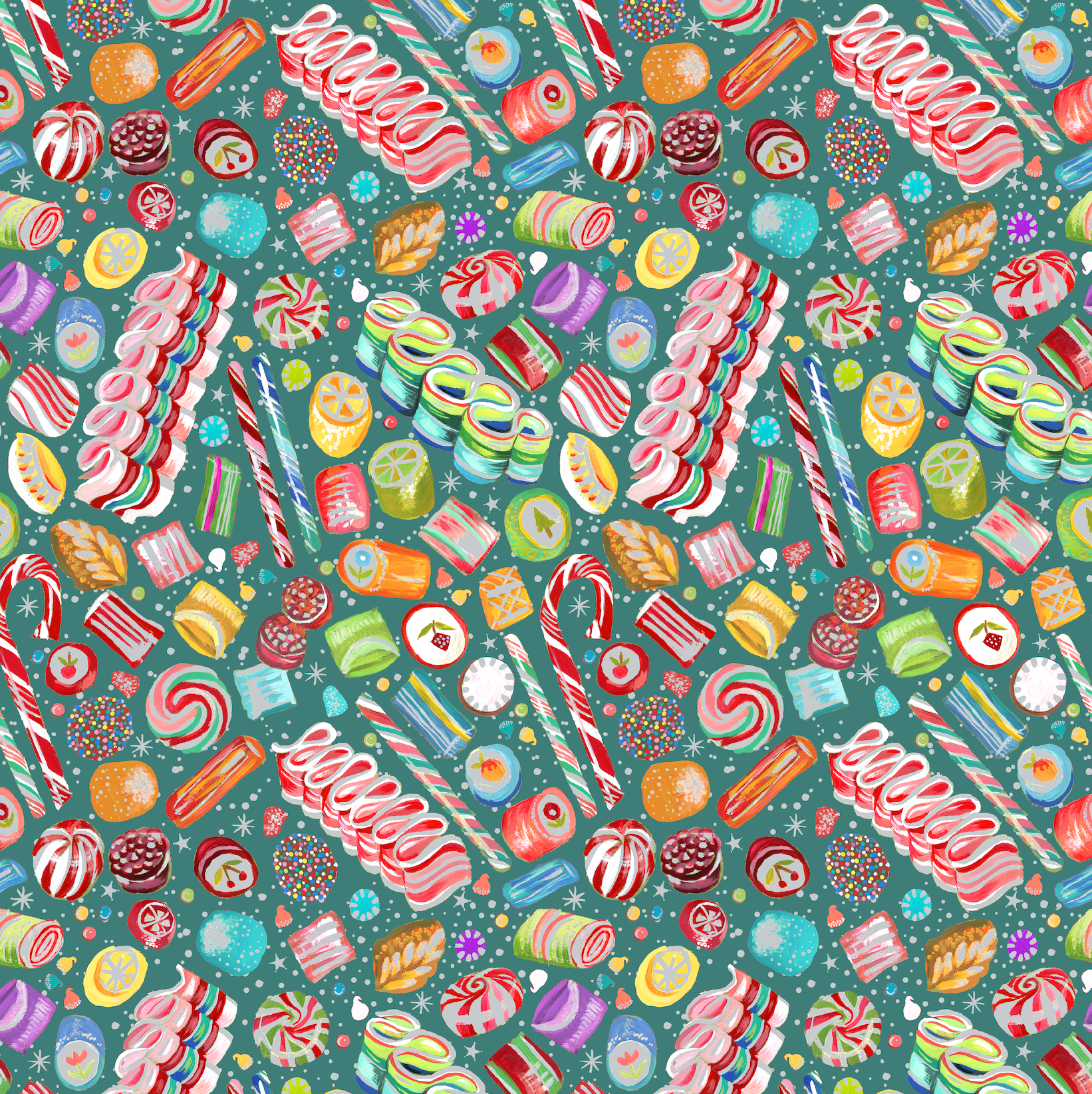 Magical Sweets Teal/Multi Fabric