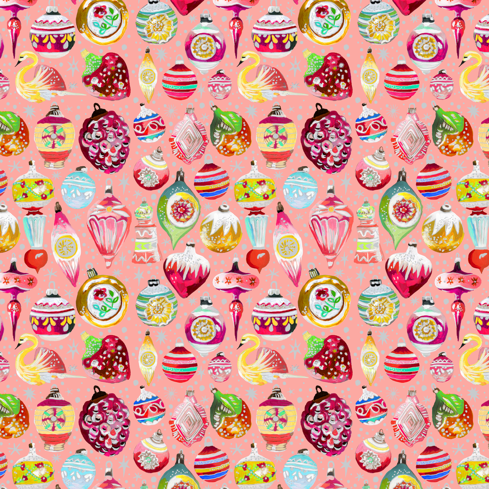 Vintage Ornaments Peach Jam/Multi Fabric