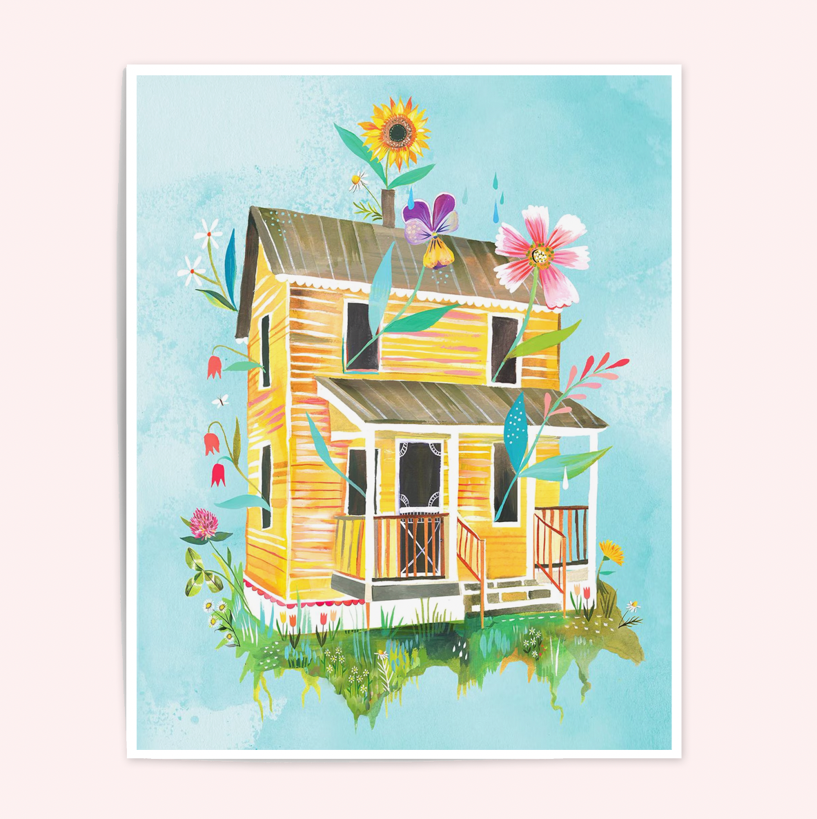 Sunny Yellow Farmhouse Art Print