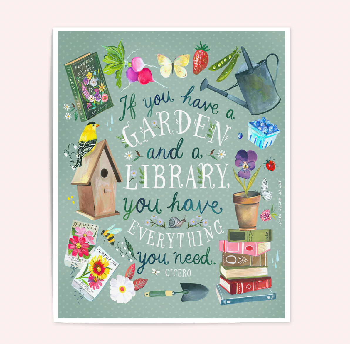 Garden & A Library Art Print
