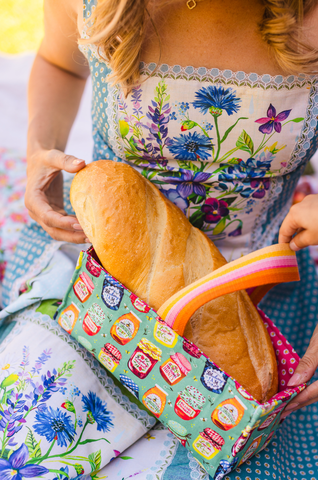 Jam Jars Teal Fabric