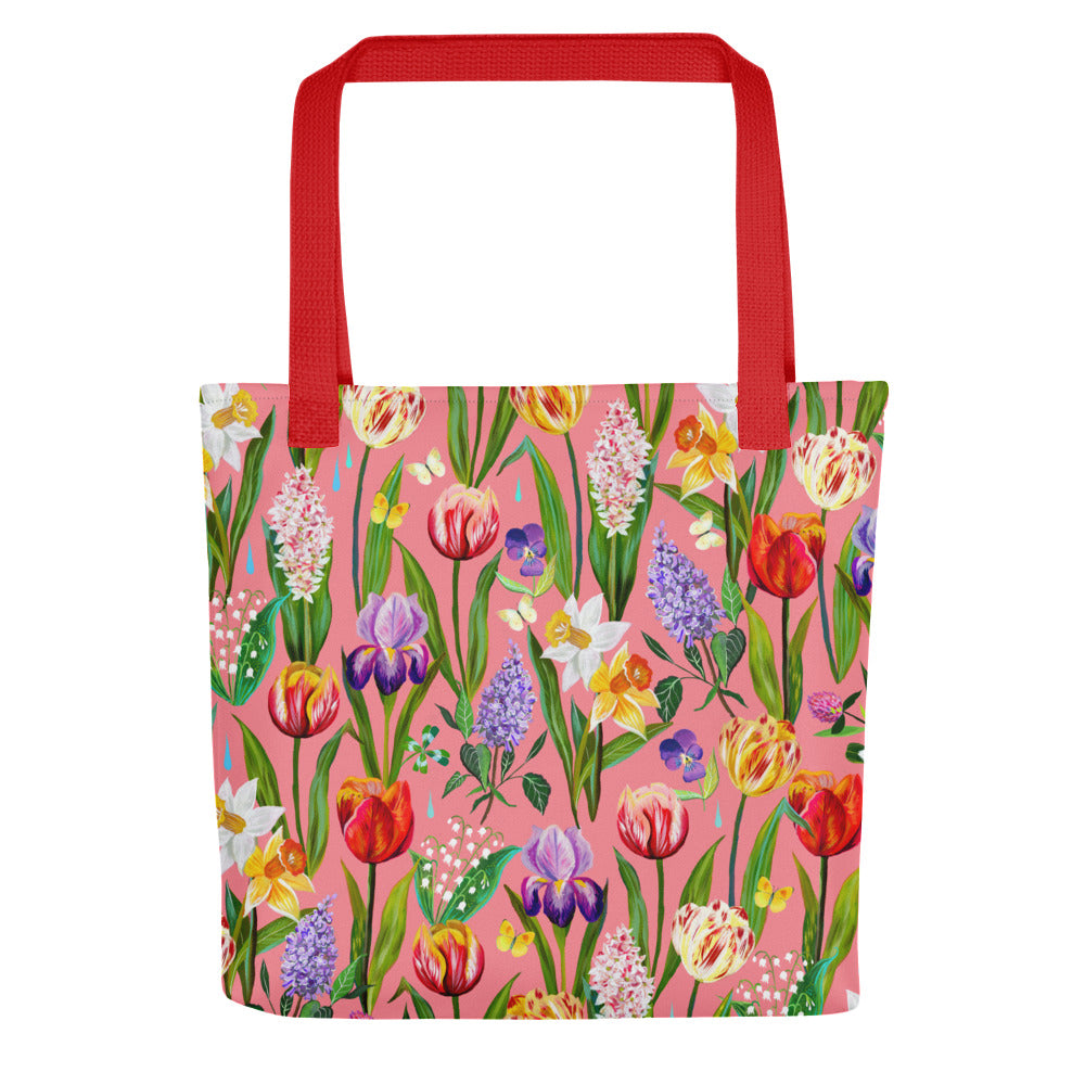 Tulip Field Tote Bag Red