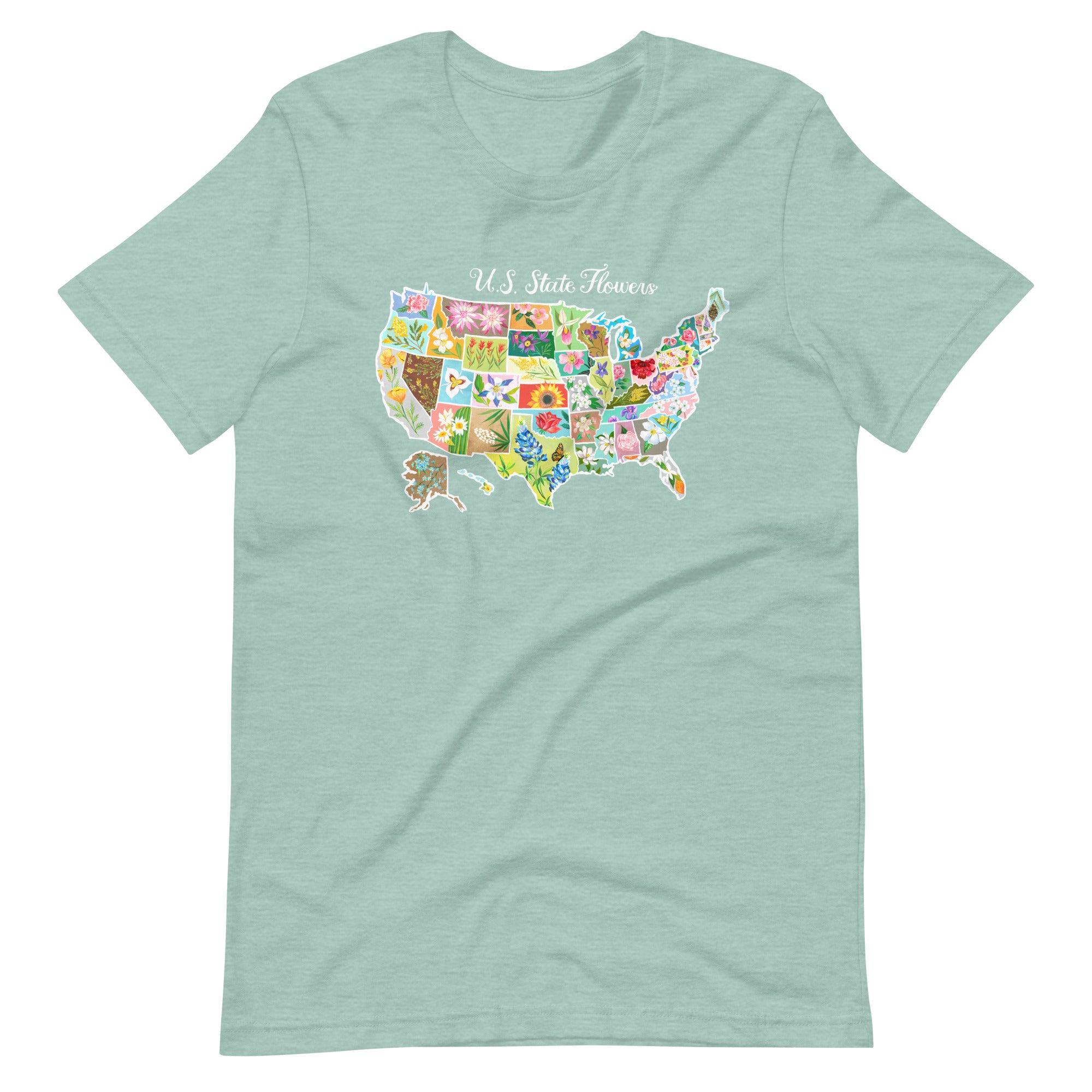 State Flowers T-Shirt Heather Prism Dusty Blue