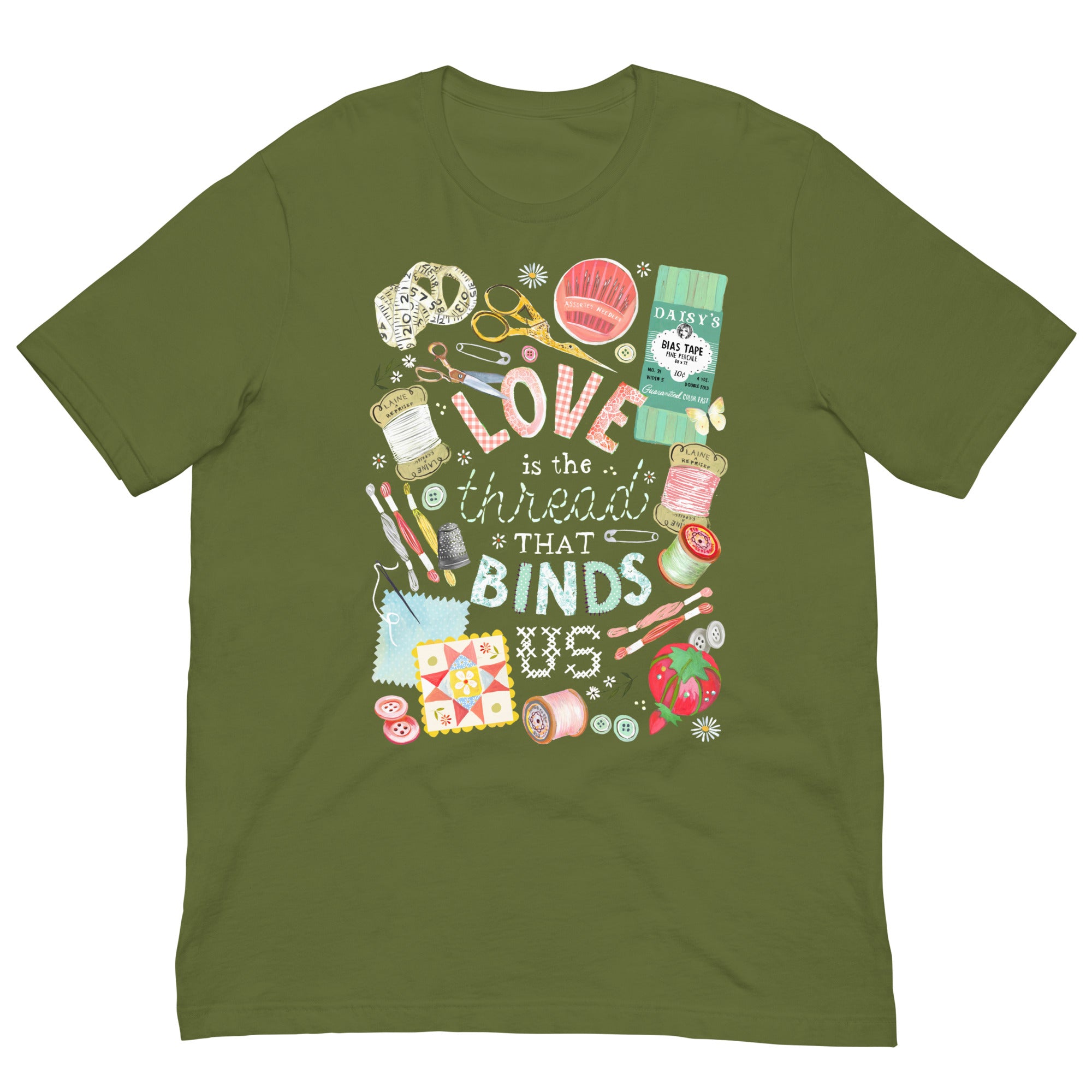 Love is The Thread T-Shirt Olive